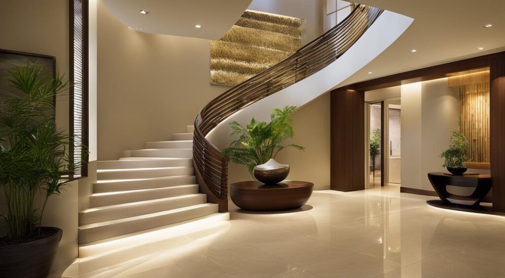 Conception harmonieuse d'un escalier Feng Shui