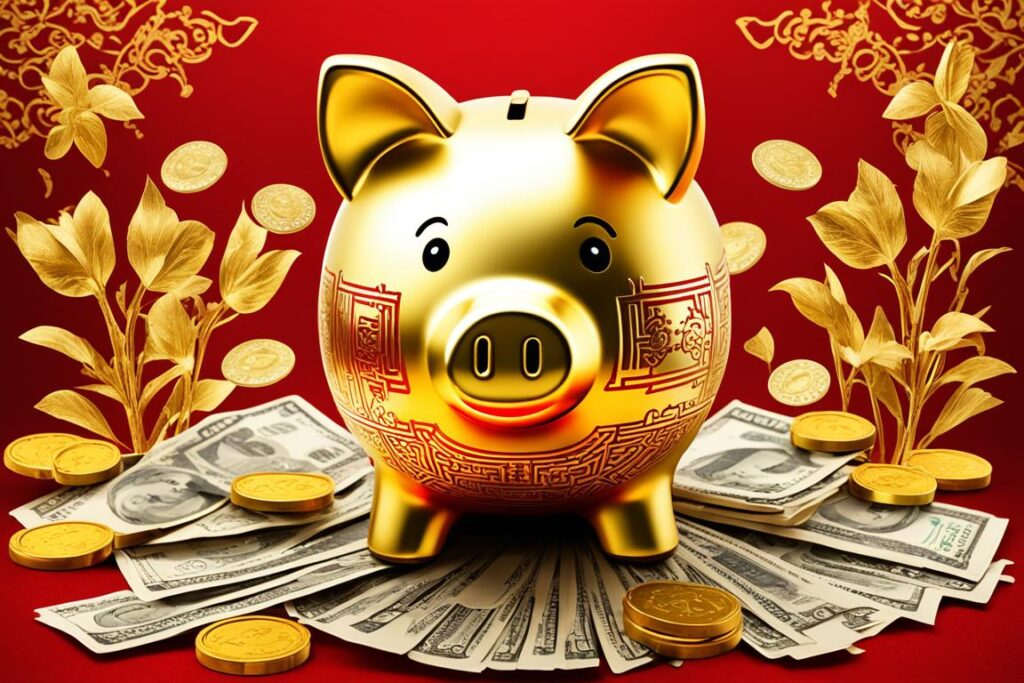 Tirelire chinoise dorée Tirelire chinoise dorée